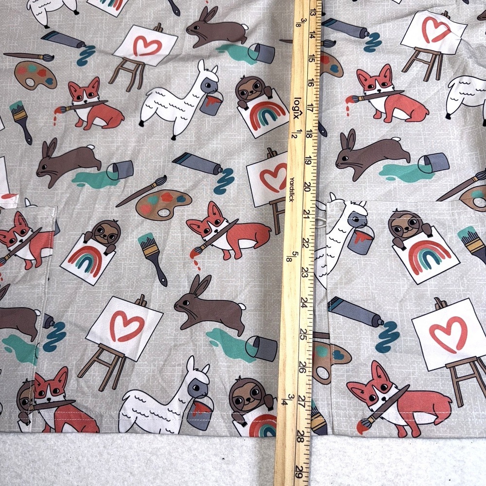 GT Performance Scrub Top Women 2X Gray Artist Animals Paint V Neck Nurse - Picture 4 of 9